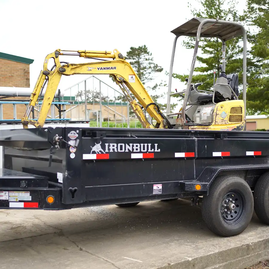 Excavator in a Trailer